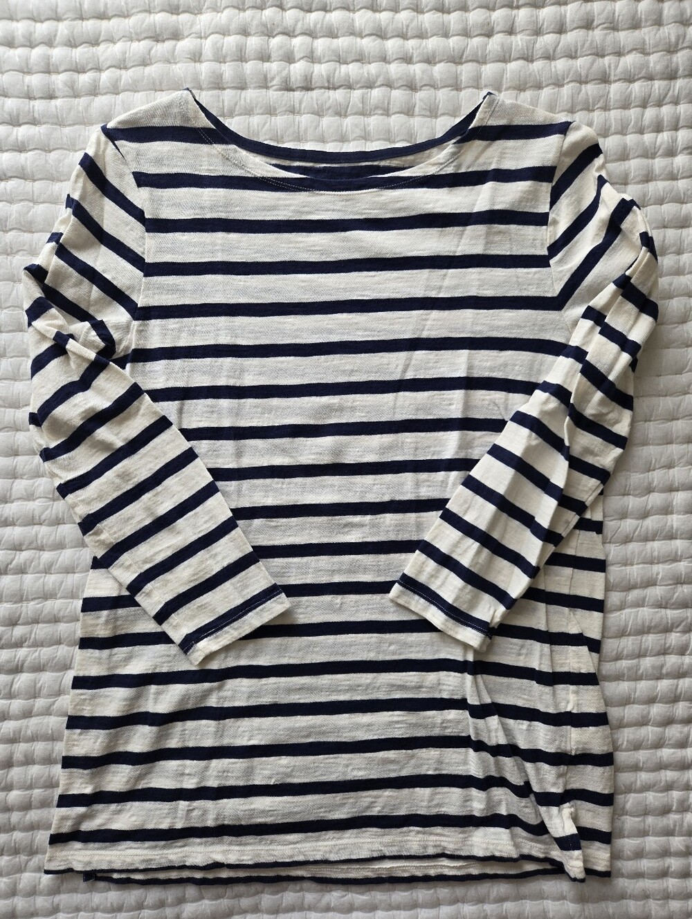 Old Navy Striped Boatneck 3/4 Sleeve Top in Navy and Cream Size Medium